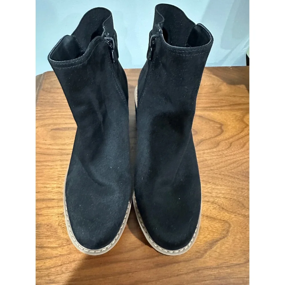 Giani Bernini Black Platform Lug Sole Ankle Boots Womens Size 8 Memory Foam